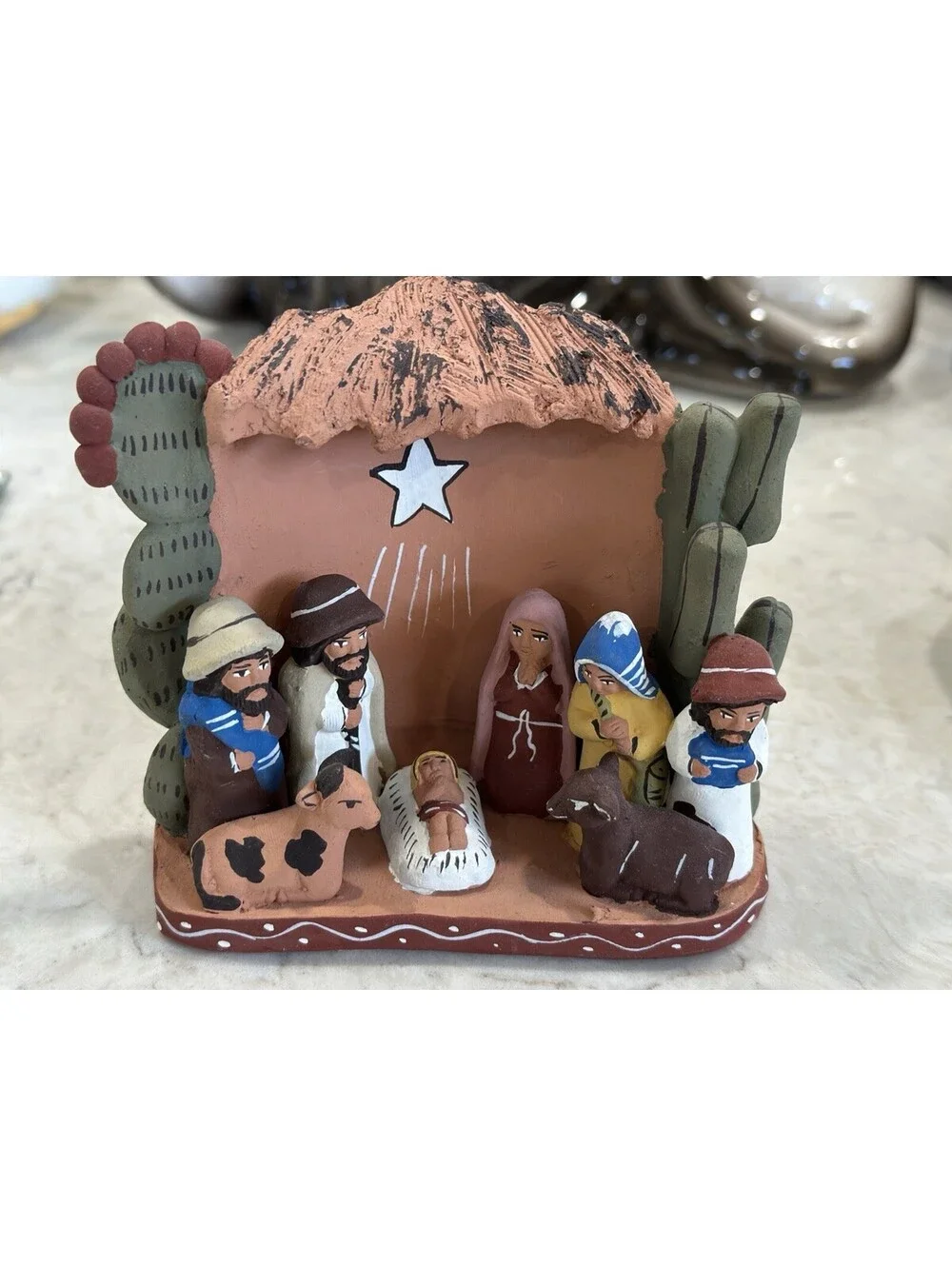 Peruvian Nativity, Clay Nativity, Folk Art, Nativity Figurine, Vintage Nativity